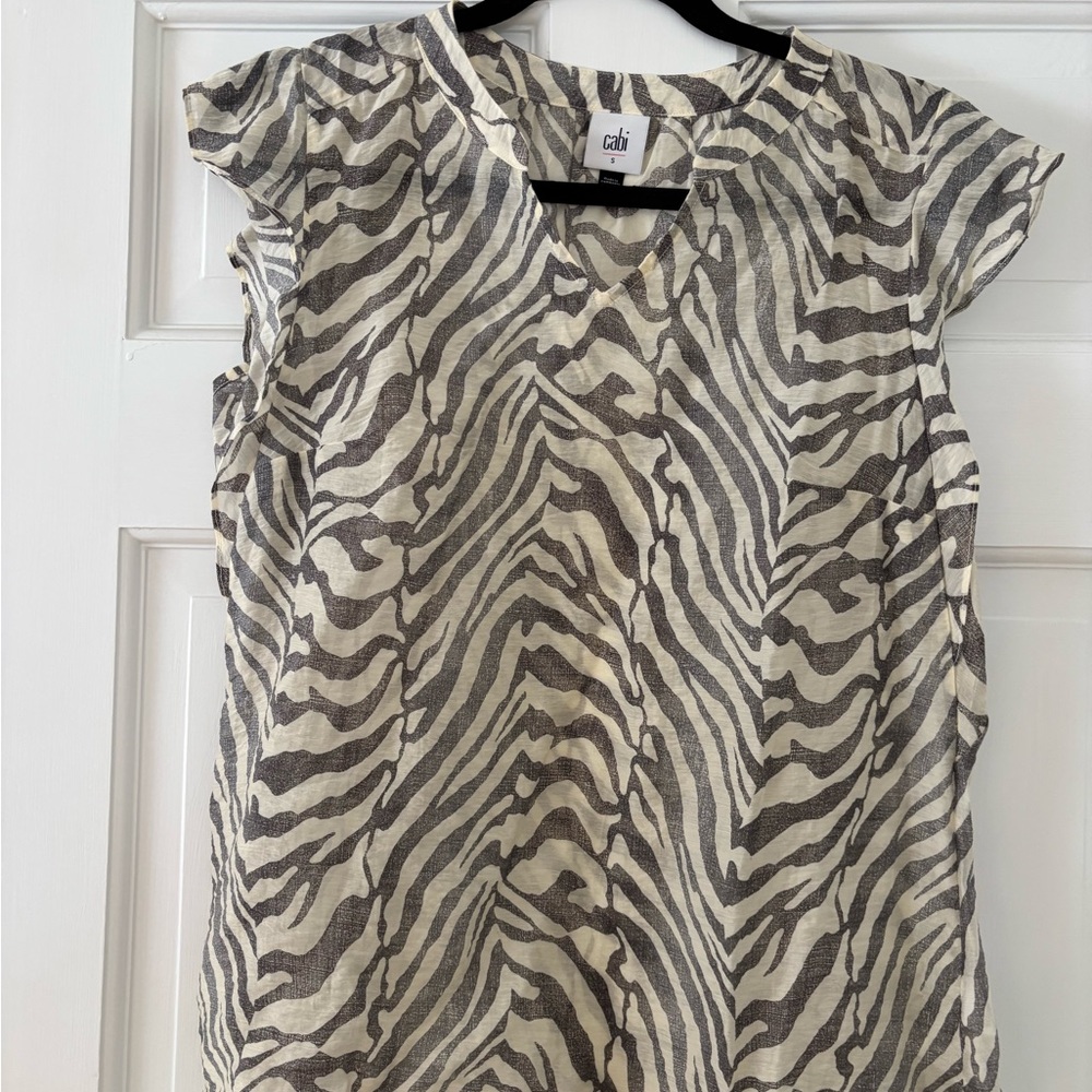 CAbi Black and White Zebra Print Blouse